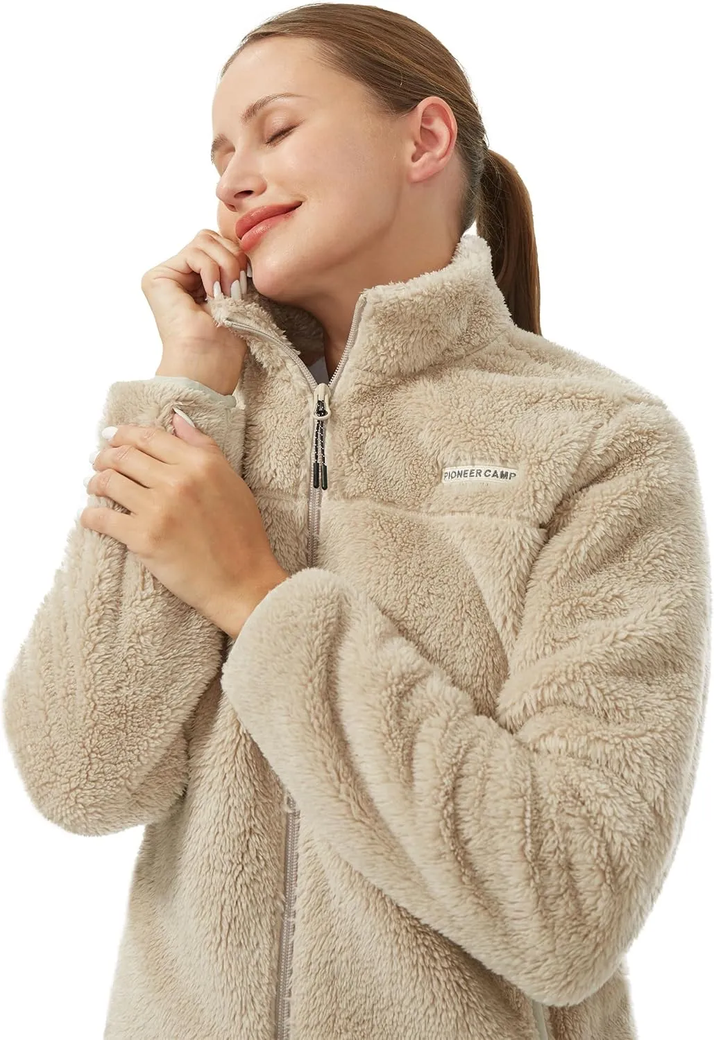 Pioneer Camp Women's Fuzzy Fleece Jacket Lightweight Full Zip Up Warm Soft Fleece Coat for Spring Fall Winter