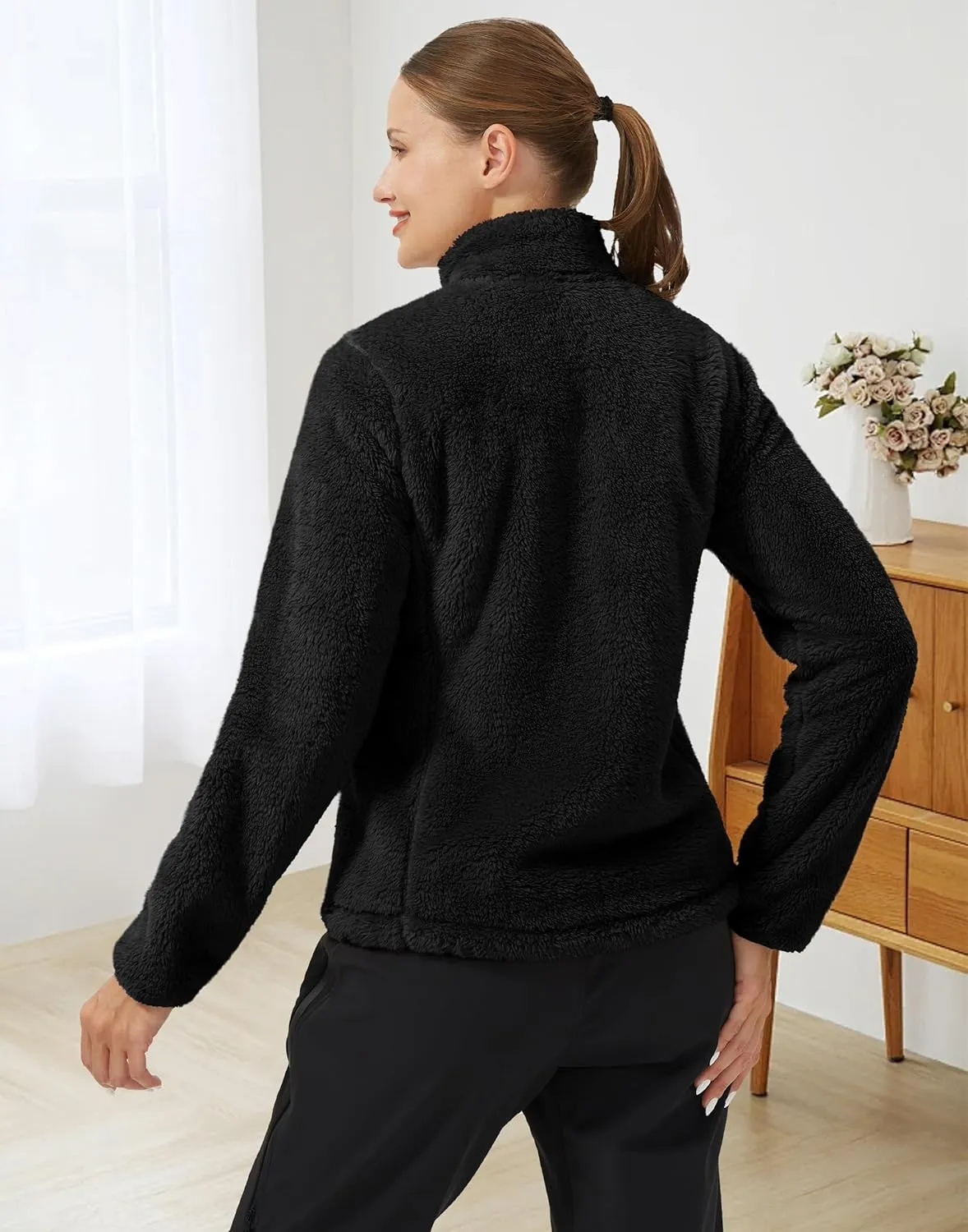 Pioneer Camp Women's Fuzzy Fleece Jacket Lightweight Full Zip Up Warm Soft Fleece Coat for Spring Fall Winter