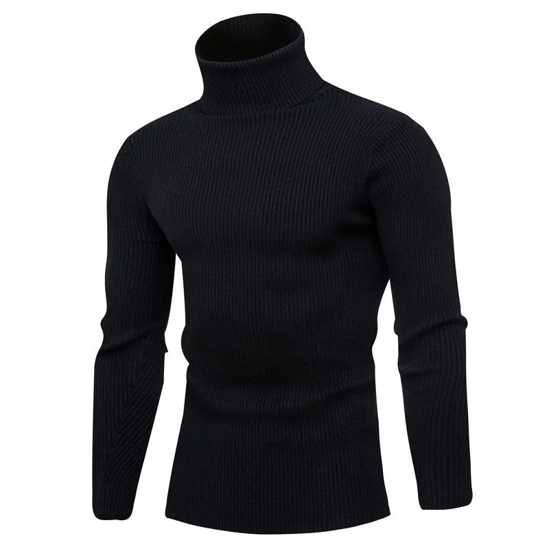 Pullover Turtleneck Thickened Sweater Casual Vertical Striped Sweater