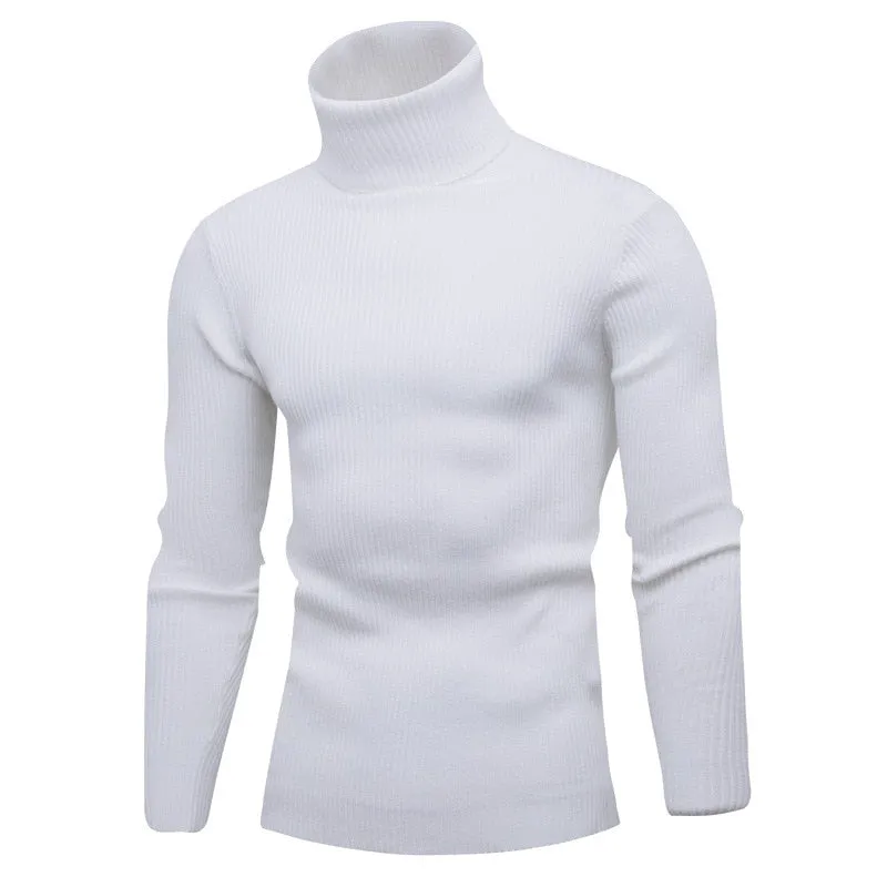 Pullover Turtleneck Thickened Sweater Casual Vertical Striped Sweater