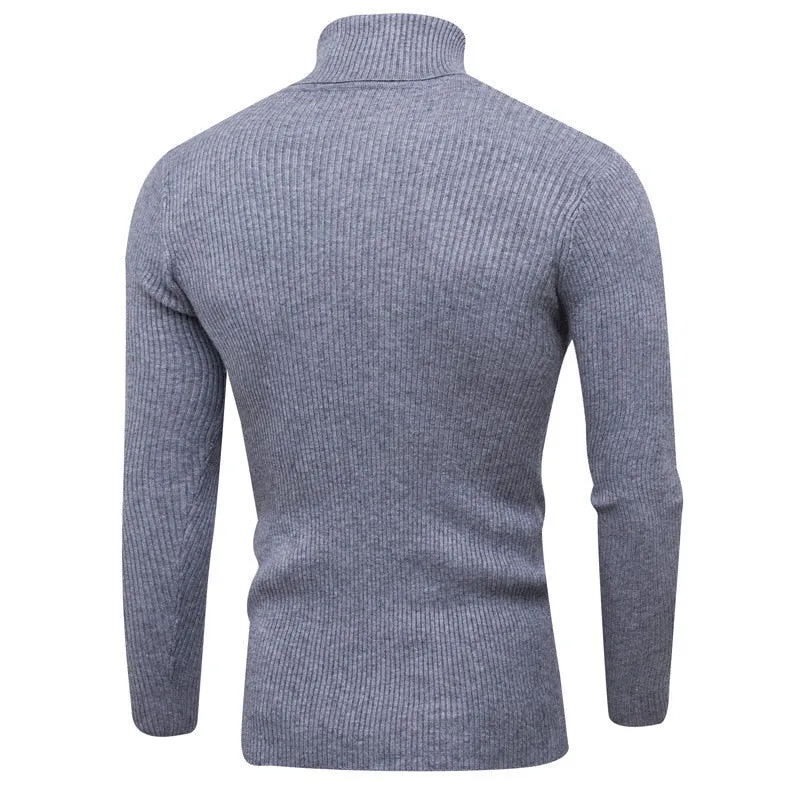 Pullover Turtleneck Thickened Sweater Casual Vertical Striped Sweater