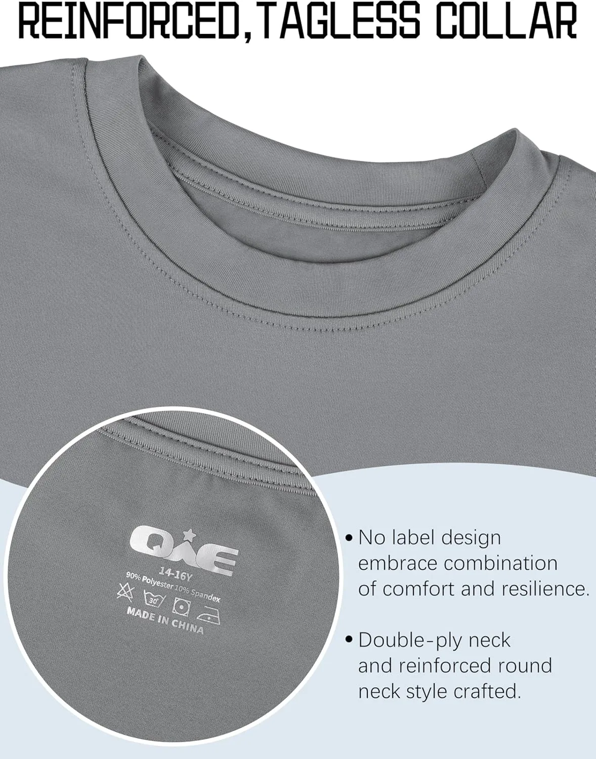 QWE 5 Pack Boys Shirts Youth Dry Fit Shirts Athletic Short Sleeve T-Shirt Boys' Activewear Tops for Youth Teens 5-18 Years