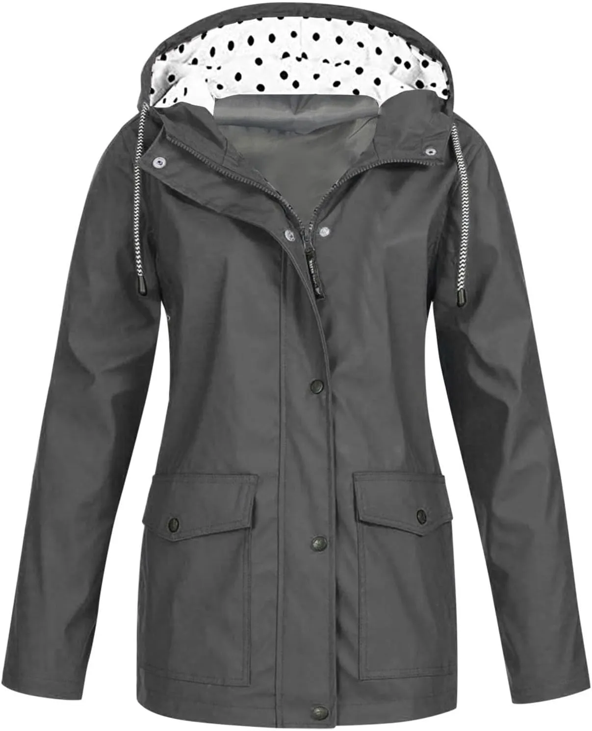 Rain Jacket for Women Long Sleeve Waterproof Lightweight Jackets Hooded Windbreaker Plus Size Active Outdoor Hiking Coats