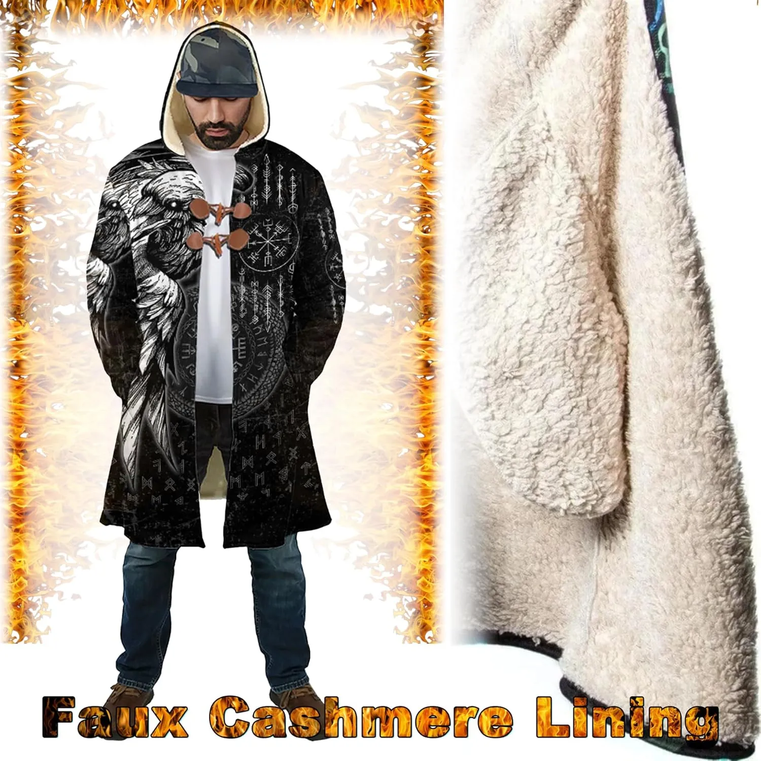 Raven Tattoos Womens Winter Jacket World Tree Stylish Coats with Hood Winter Warm Soft Trench Coat Windbreaker Jacket
