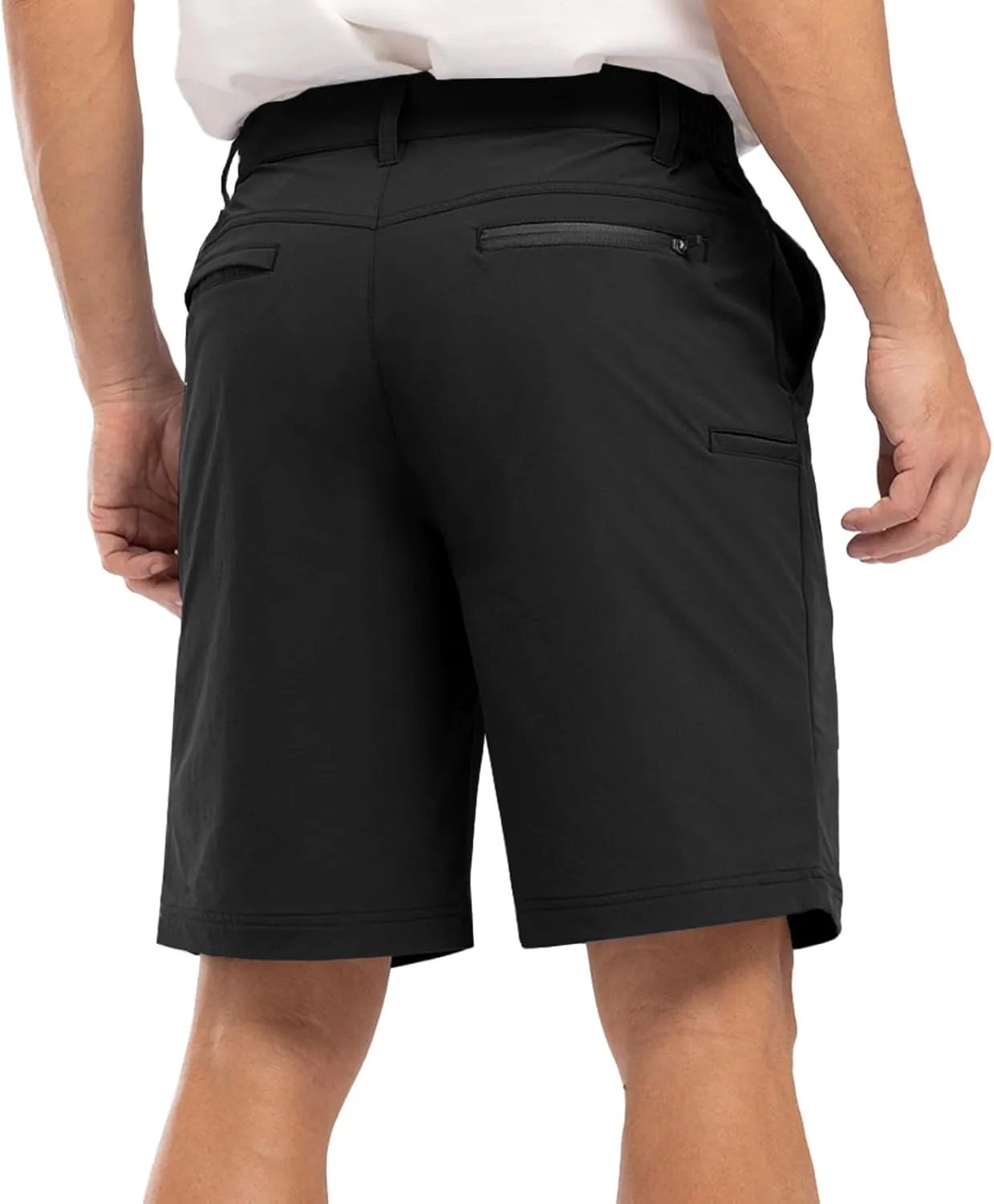 Rdruko Men's Golf Stretch Shorts 9 Inch Inseam Casual Dress Elastic Waist Flat Front Dry Fit Shorts with 5 Pockets