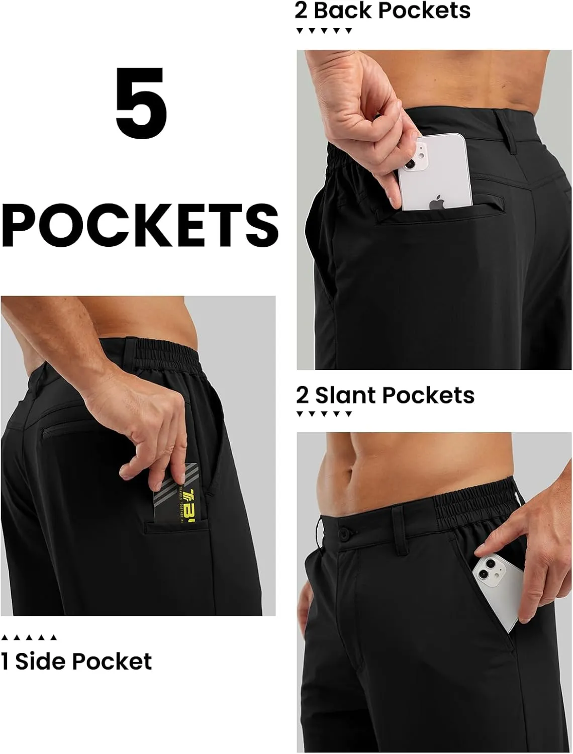 Rdruko Men's Golf Stretch Shorts 9 Inch Inseam Casual Dress Elastic Waist Flat Front Dry Fit Shorts with 5 Pockets
