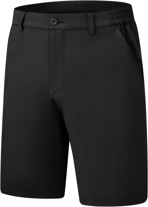 Rdruko Men's Golf Stretch Shorts 9 Inch Inseam Casual Dress Elastic Waist Flat Front Dry Fit Shorts with 5 Pockets