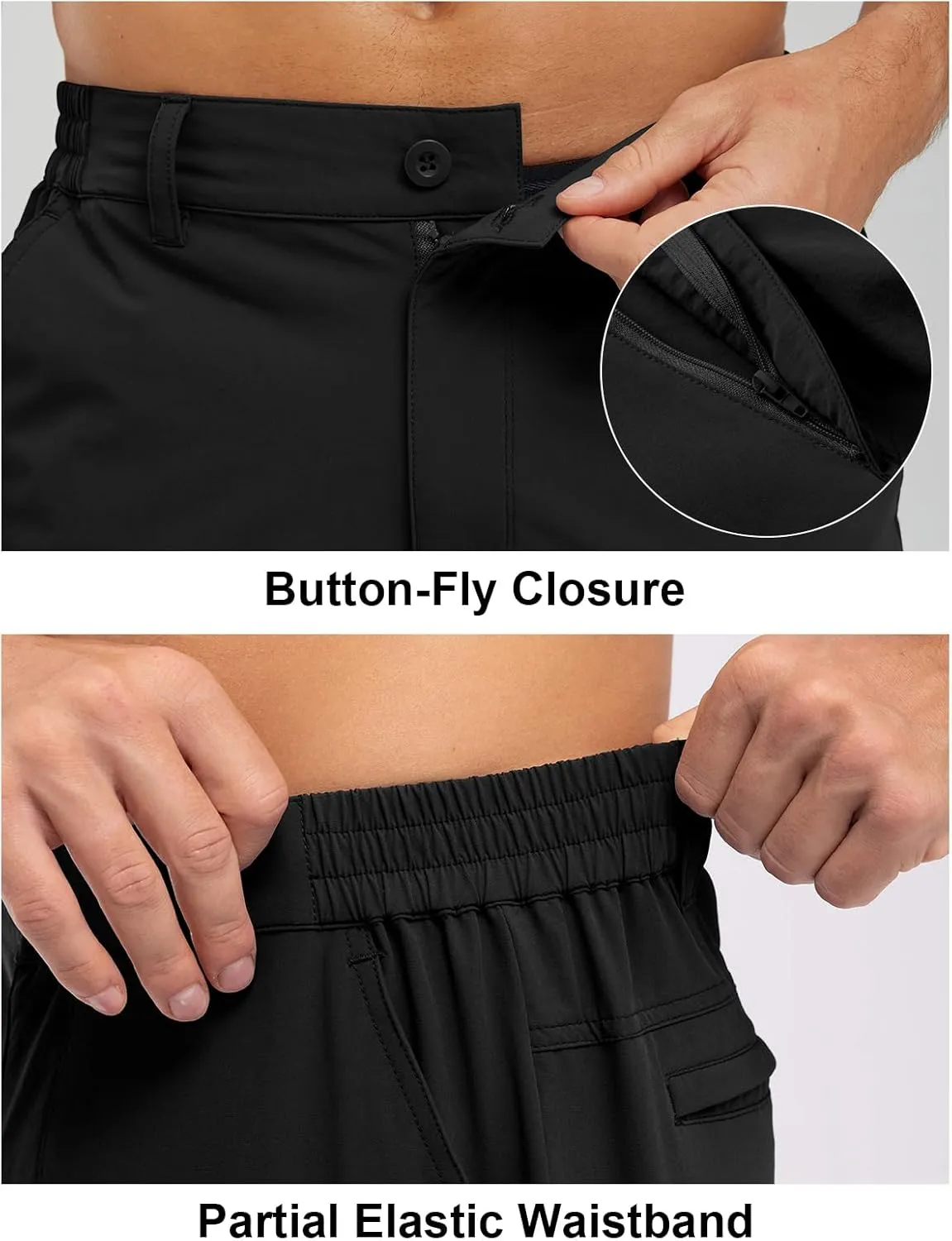 Rdruko Men's Golf Stretch Shorts 9 Inch Inseam Casual Dress Elastic Waist Flat Front Dry Fit Shorts with 5 Pockets