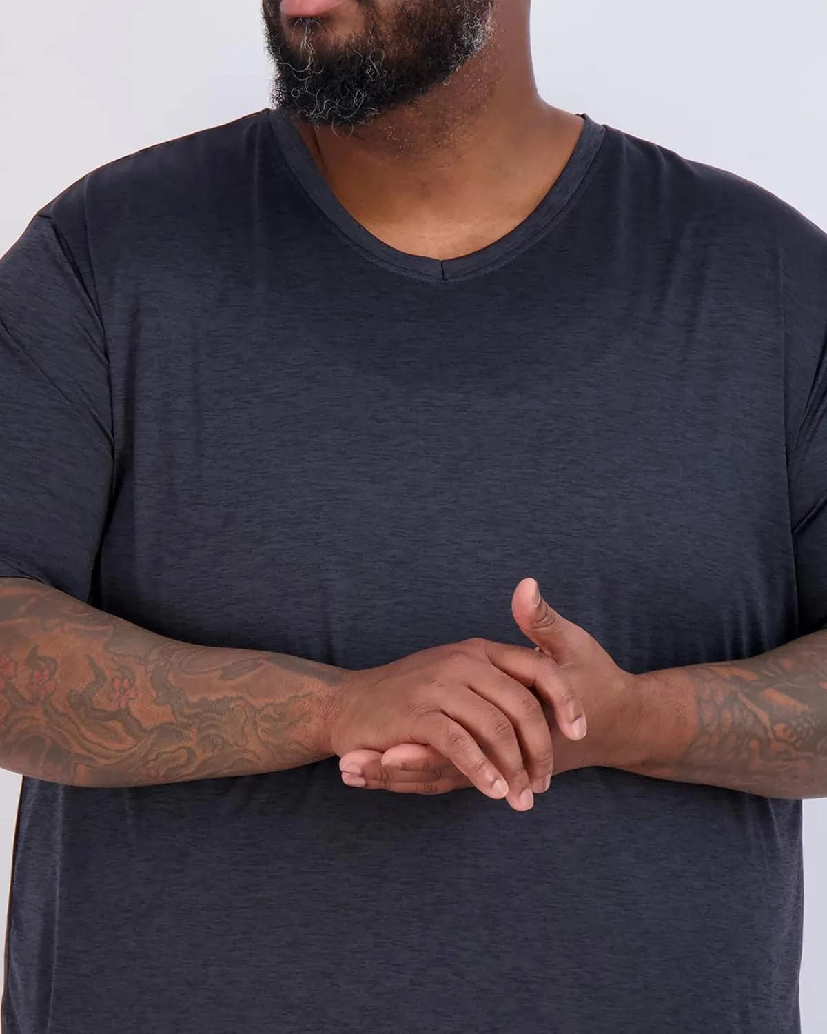 Real Essentials 3 Pack: Mens Big & Tall V-Neck Short-Sleeve Tech Stretch Dry-Fit T-Shirt (3X Tall-5X Tall)