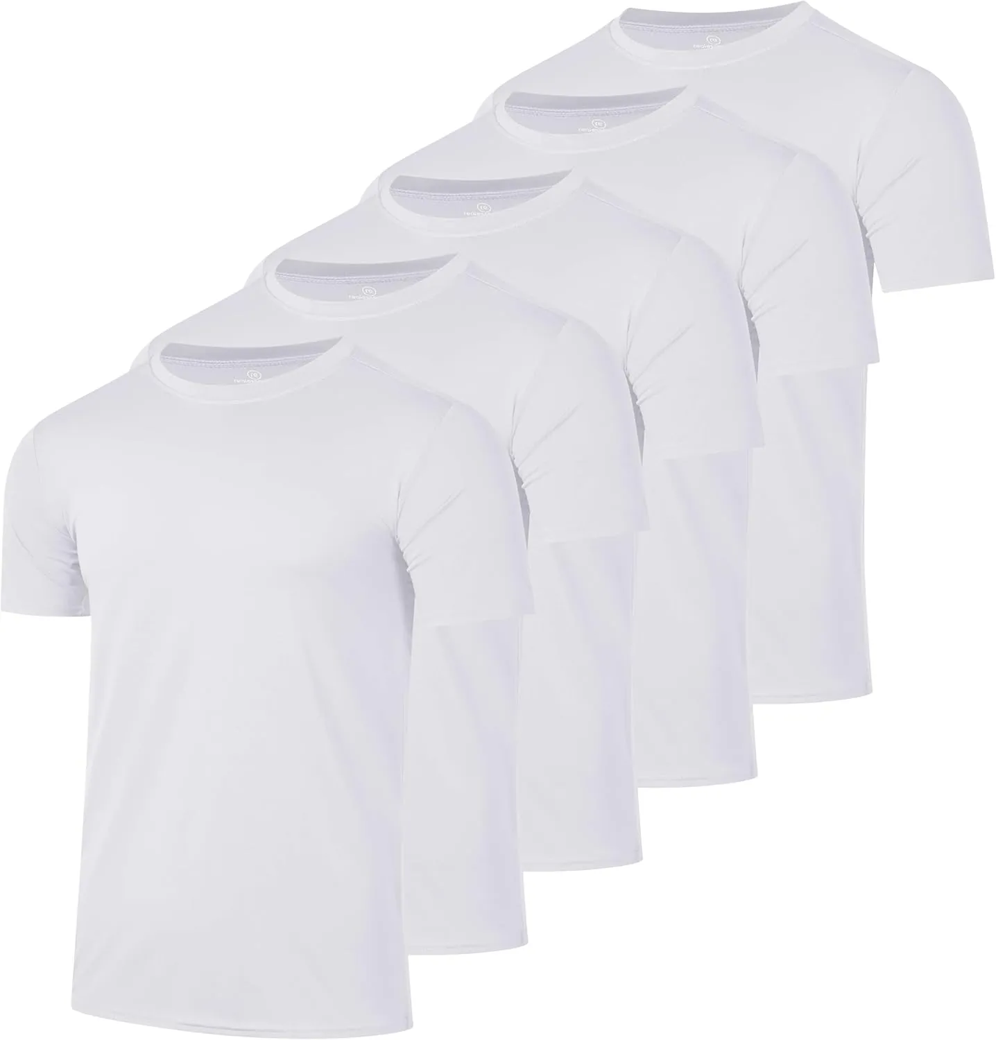 Real Essentials 5 Pack: Mens Short Sleeve Dry Fit Active Crew Neck T Shirt - Athletic Running Gym Workout Tee Tops