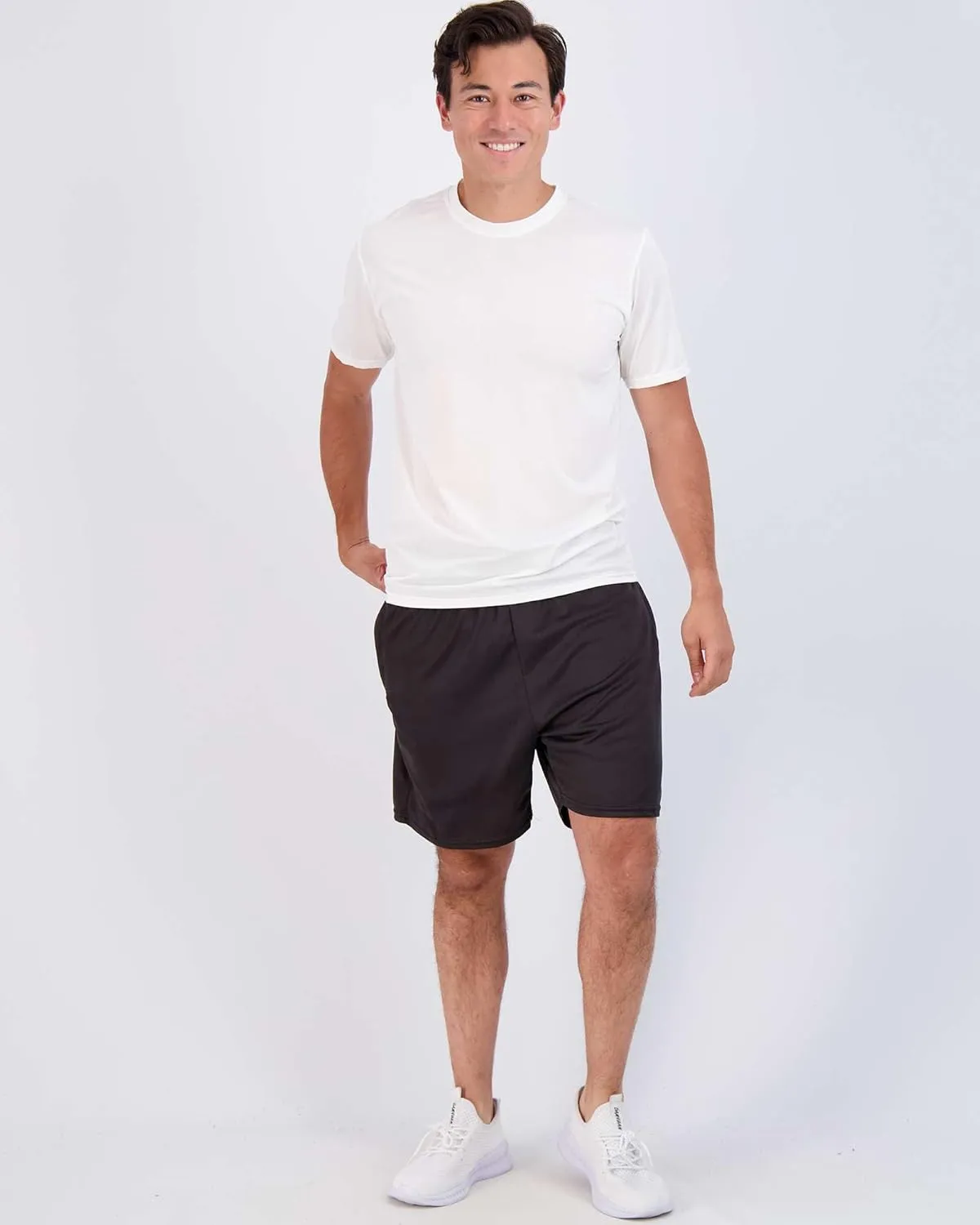 Real Essentials 5 Pack: Mens Short Sleeve Dry Fit Active Crew Neck T Shirt - Athletic Running Gym Workout Tee Tops