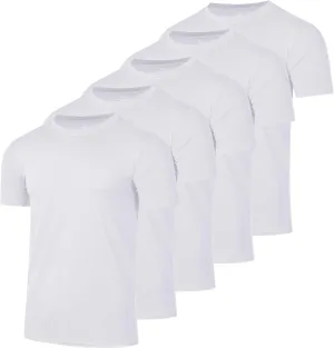 Real Essentials 5 Pack: Mens Short Sleeve Dry Fit Active Crew Neck T Shirt - Athletic Running Gym Workout Tee Tops