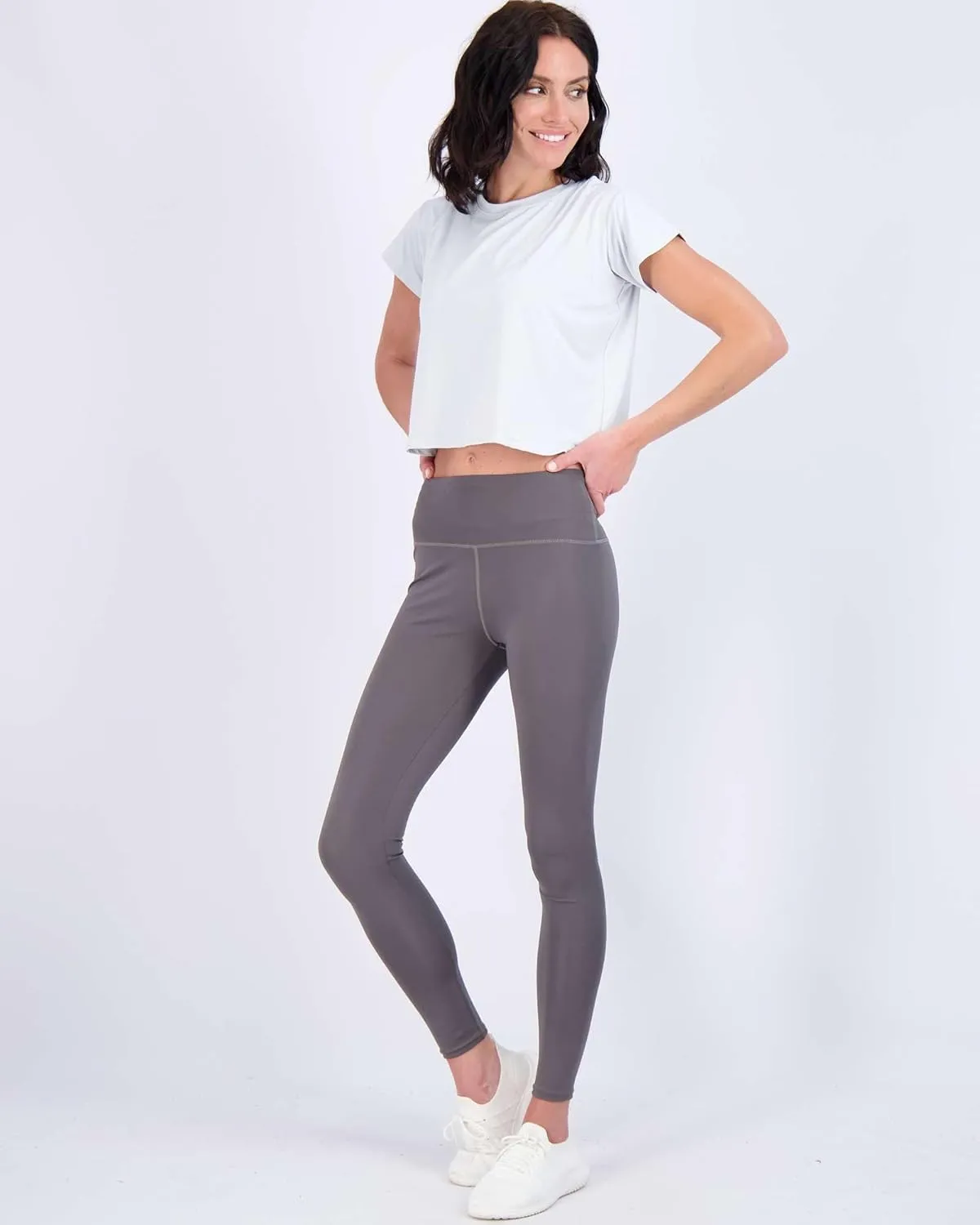 Real Essentials 5 Pack: Women's Dry Fit Crop Top - Short Sleeve Crew Neck Stretch Athletic Tee (Available in Plus Size)