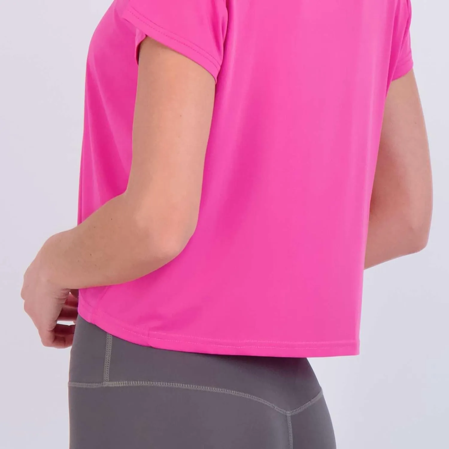 Real Essentials 5 Pack: Women's Dry Fit Crop Top - Short Sleeve Crew Neck Stretch Athletic Tee (Available in Plus Size)