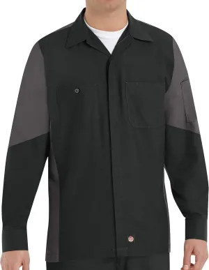 Red Kap Men's Long Sleeve Two-Tone Crew Shirt