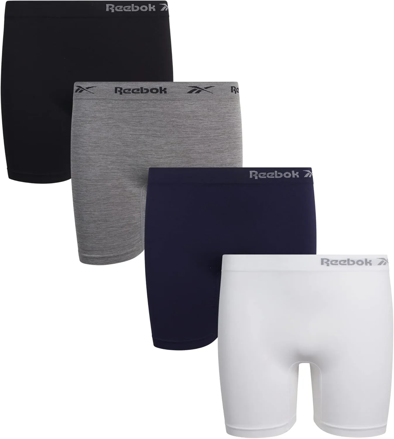 Reebok Girls' Boyshorts Underwear - 4 Pack Soft Seamless Long Leg Boy Shorts - Playground Shorts for Girls (6-16)