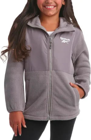 Reebok Girls' Fleece Jacket - Polar Fleece Hoodie Sweatshirt Jacket - Lightweight Coat for Girls (4-16)