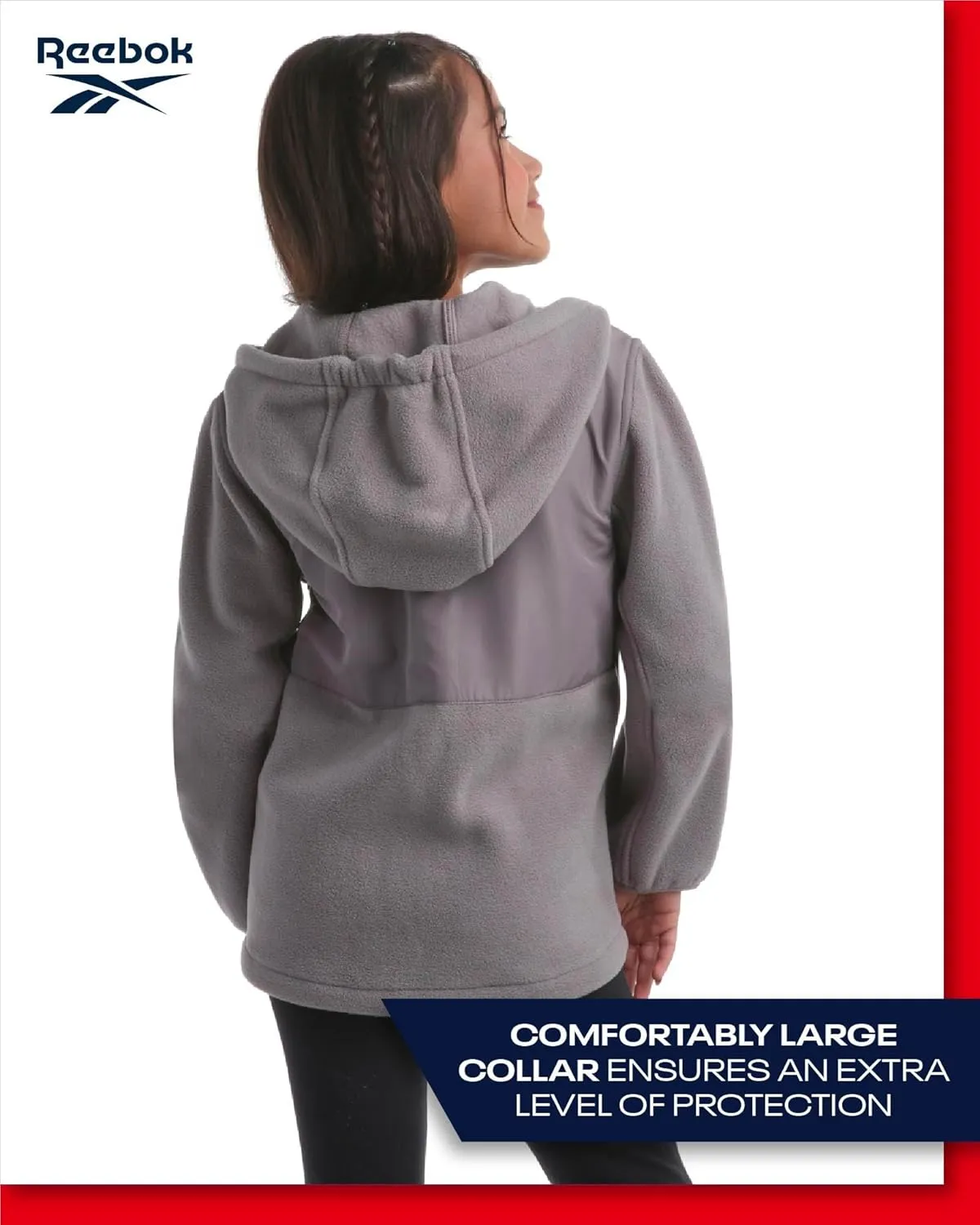 Reebok Girls' Fleece Jacket - Polar Fleece Hoodie Sweatshirt Jacket - Lightweight Coat for Girls (4-16)