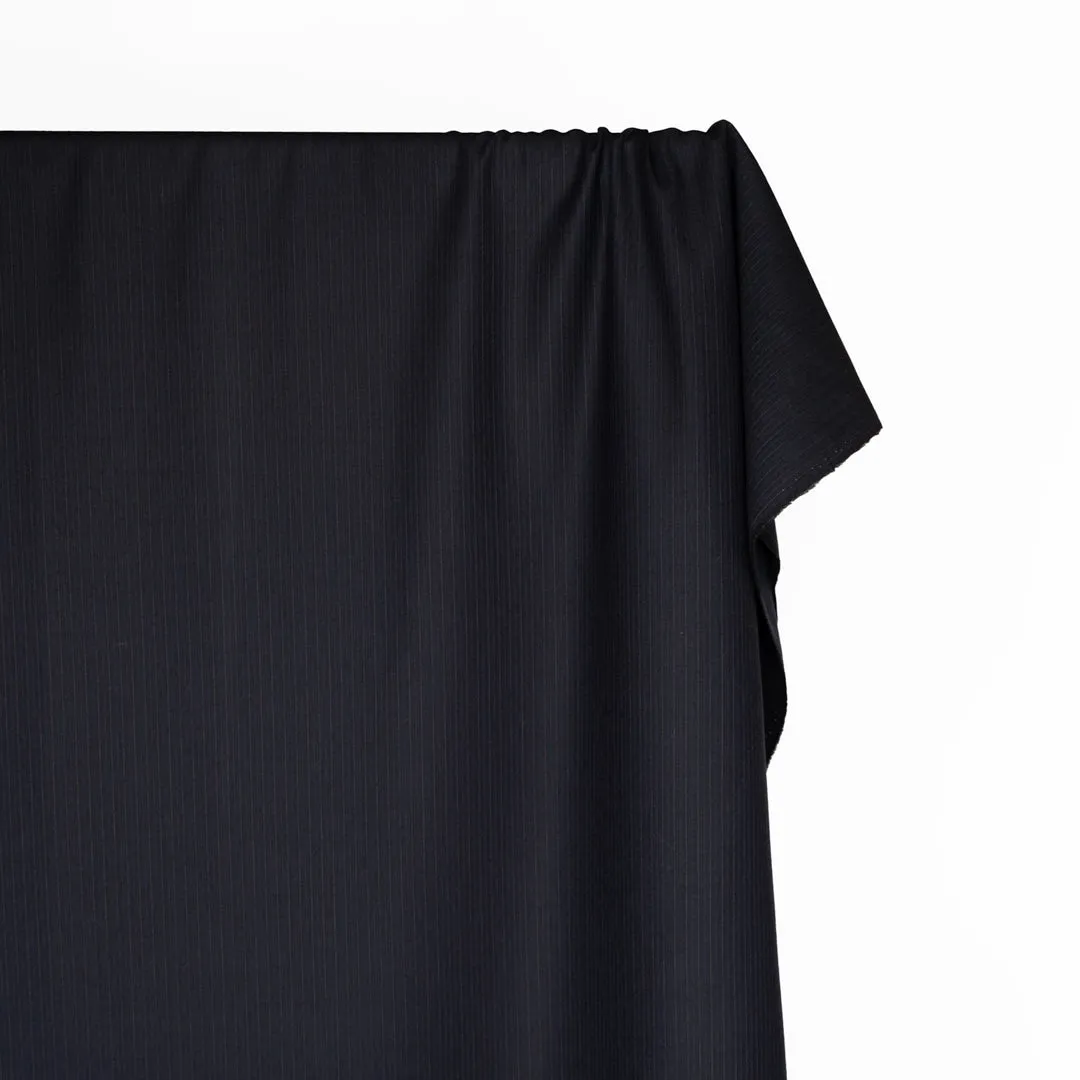 Remnant - 90cm - Deadstock Pinstriped Wool Blend Suiting - Midnight Blue/Rust