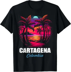 Retro Cartagena Colombia Sunset Vintage Vacation Souvenir T-Shirt