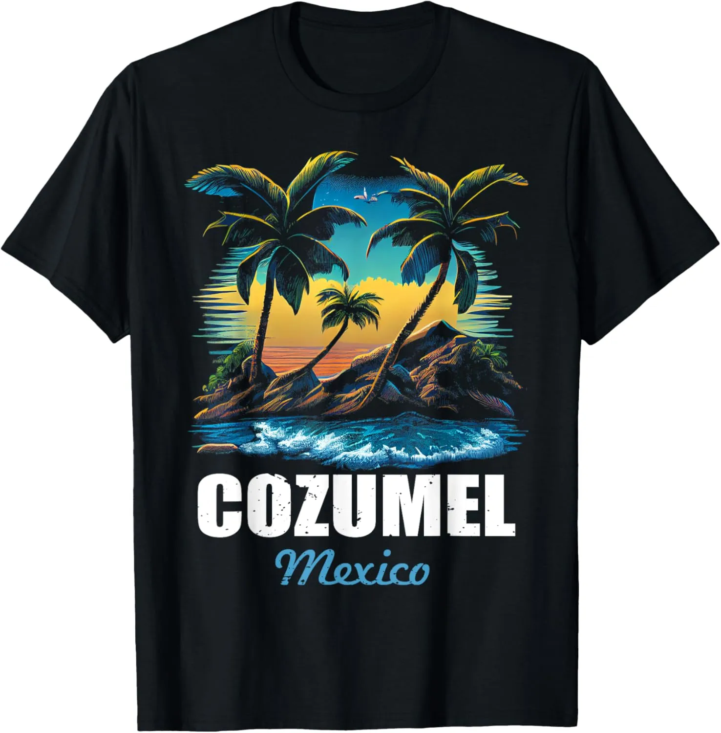 Retro Cozumel Mexico Sunset Vintage Vacation Souvenir T-Shirt