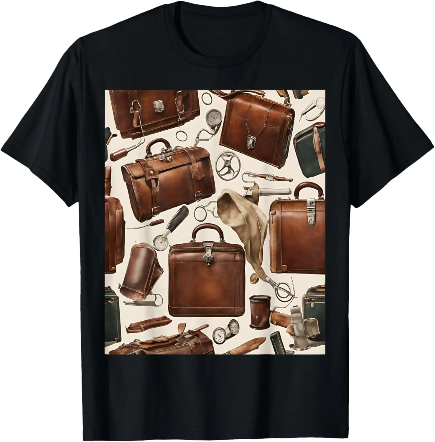 Retro Leather Doctor's Bag Vintage Carries Graphic T-Shirt