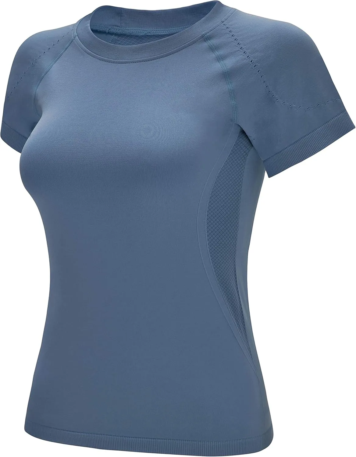 RUNNING GIRL Seamless Workout Shirts for WomenShort Sleeve T-Shirt Stretch Tees Quick Dry Gym Athletic Tops