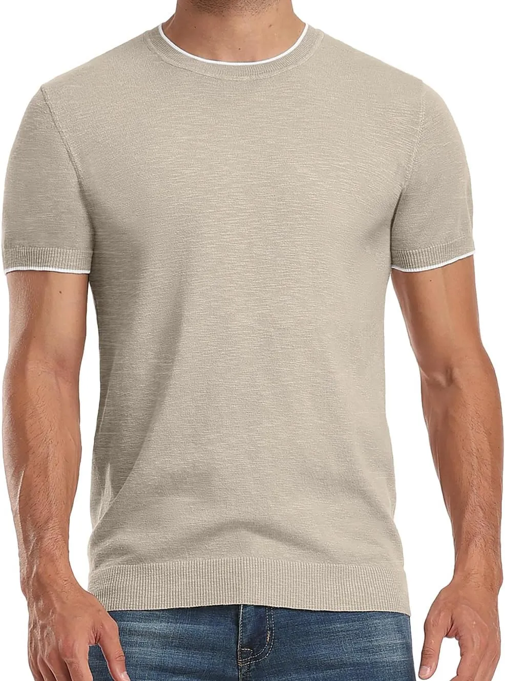 Sailwind Mens Short Sleeve Crew Neck Contrast Trim Knit T-Shirt