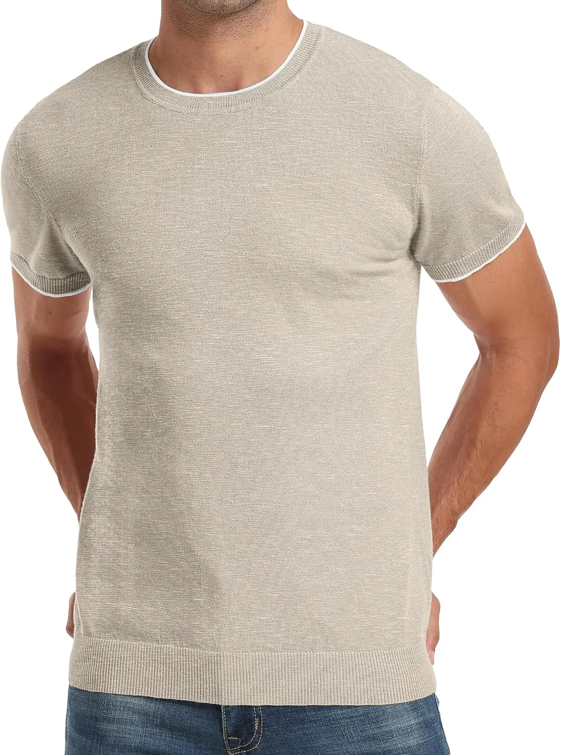 Sailwind Mens Short Sleeve Crew Neck Contrast Trim Knit T-Shirt