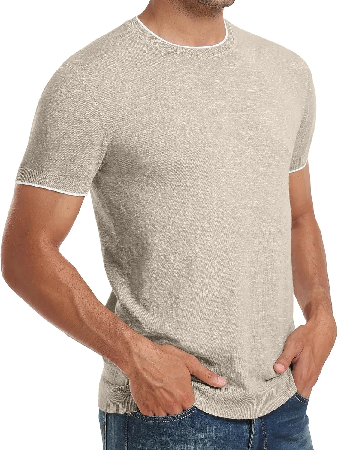 Sailwind Mens Short Sleeve Crew Neck Contrast Trim Knit T-Shirt