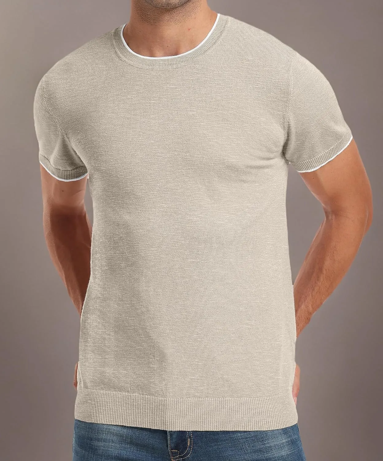 Sailwind Mens Short Sleeve Crew Neck Contrast Trim Knit T-Shirt
