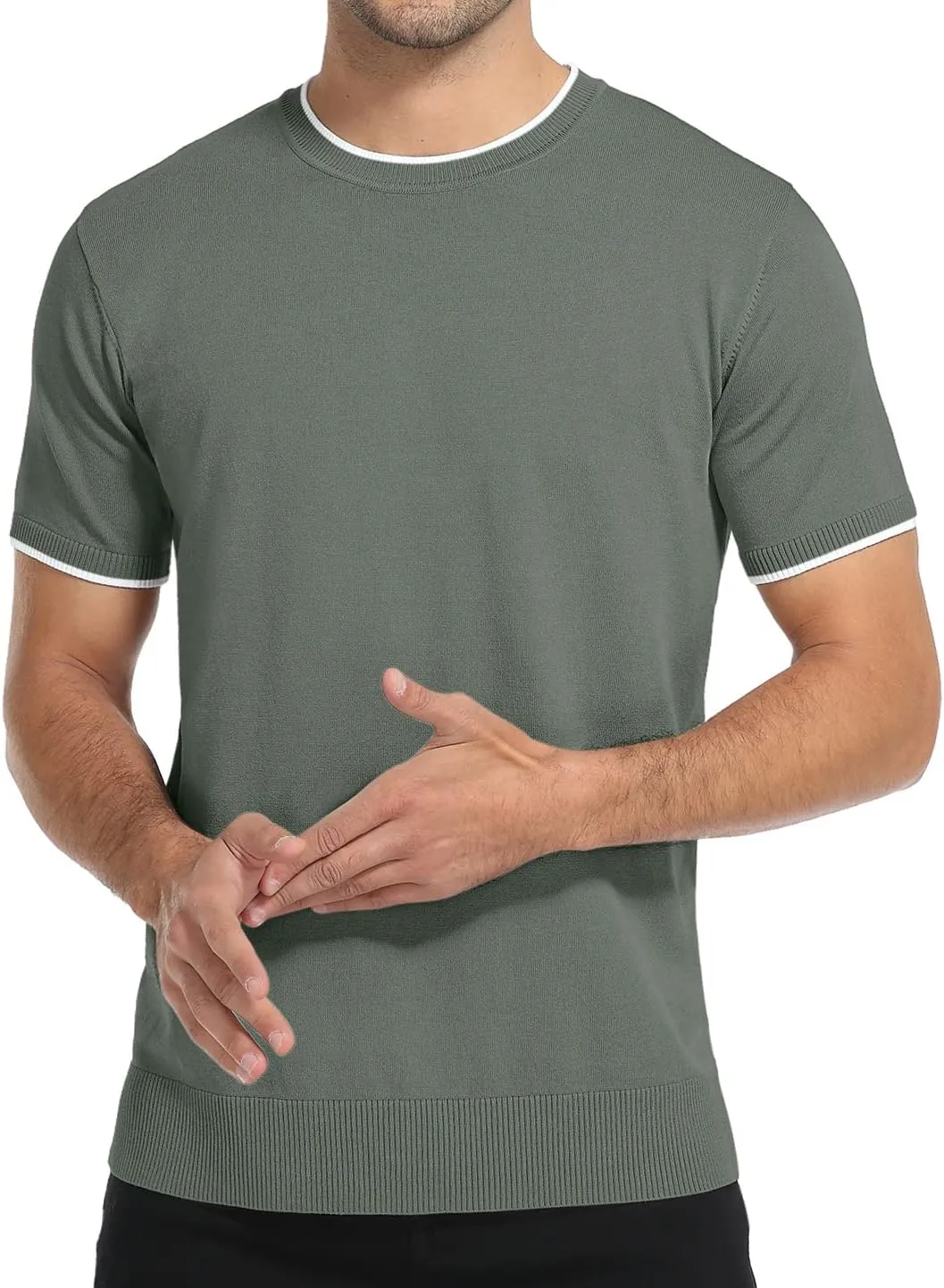 Sailwind Mens Short Sleeve Crew Neck Contrast Trim Knit T-Shirt
