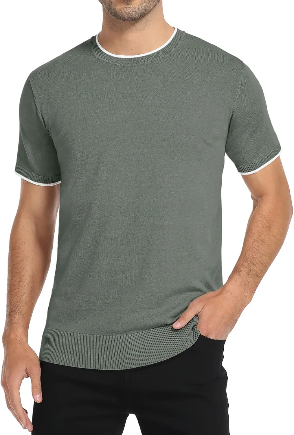 Sailwind Mens Short Sleeve Crew Neck Contrast Trim Knit T-Shirt