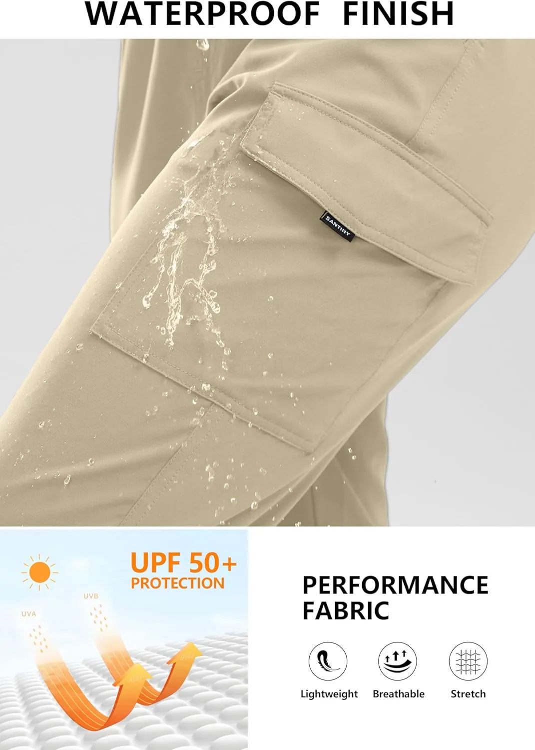 SANTINY Women's 13" Long Hiking Shorts Knee Length Quick Dry Cargo Bermuda Shorts for Women with Zipper Pockets