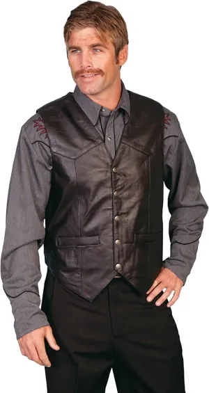 Scully Saddle Tan Soft Touch Lambskin Western All Leather Vest 507