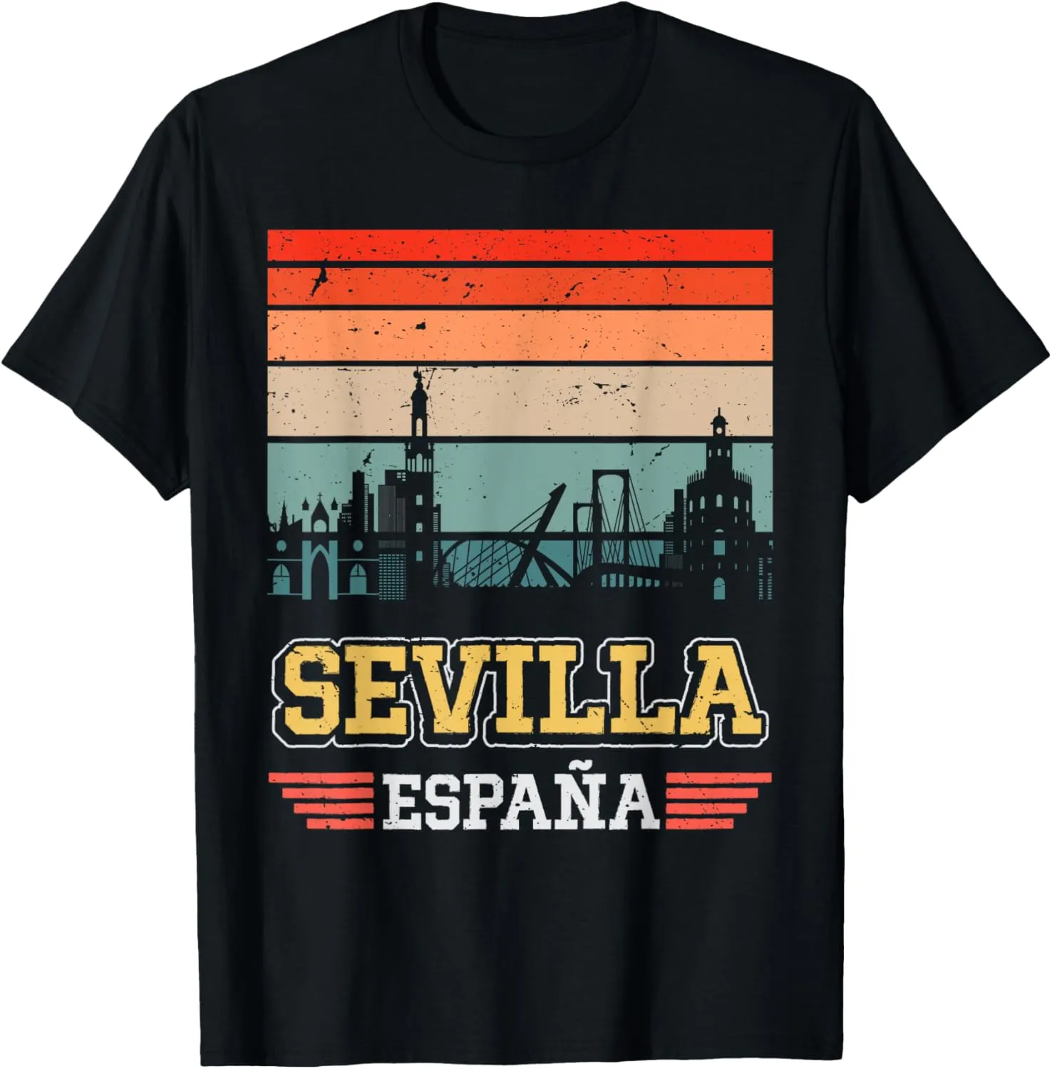 Seville Spain Retro Vintage Sunset Skyline Sevilla T-Shirt