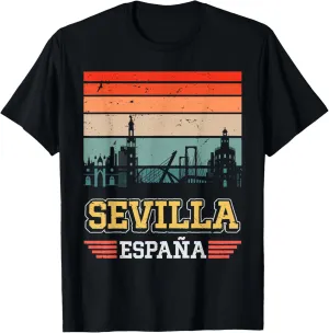 Seville Spain Retro Vintage Sunset Skyline Sevilla T-Shirt