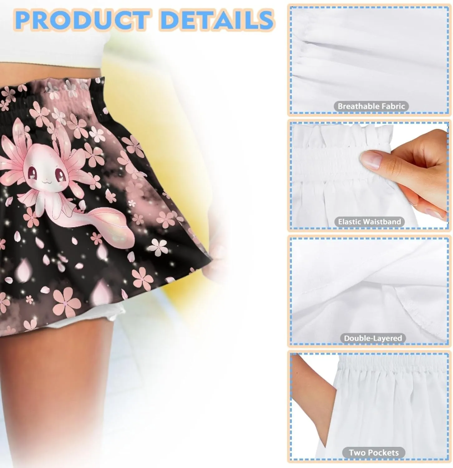 Shorts for Girls 1-16 Years Old Kids Clothes High Waist Athletic with Pockets