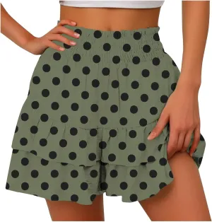 Shorts for Women Summer Polka Dot High Wasited Yoga Skirts Casual Lightweight Workout Tennis Flowy Beach Short Pants