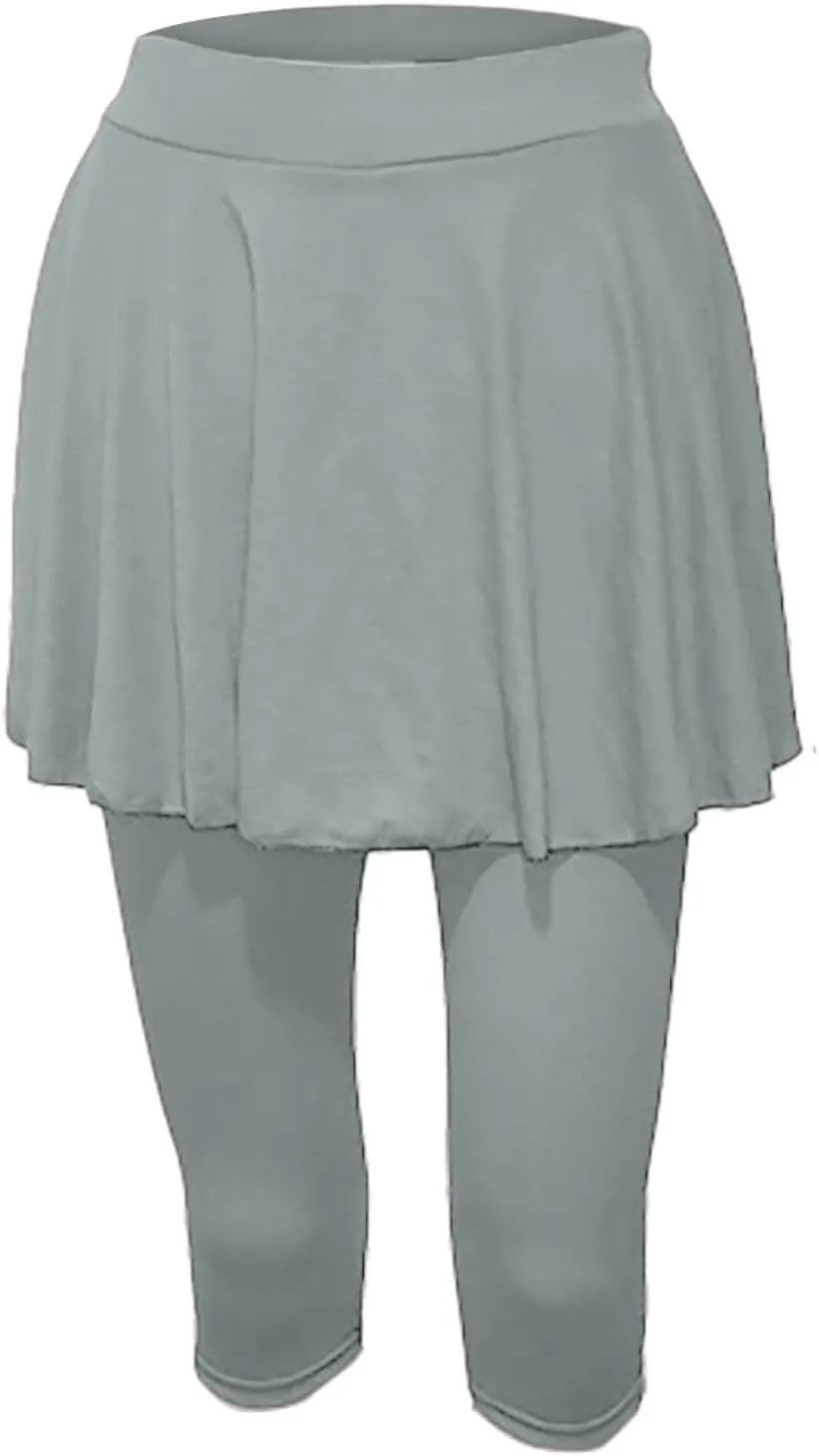 Skirted Leggings for Women Tennis Golf Skorts Capris Gym Tennis Yoga Legging with Skirts Sports Running Pickleball