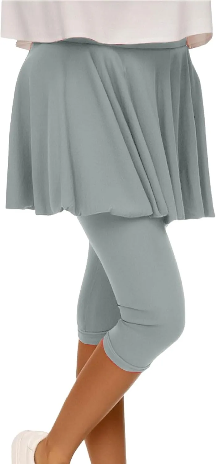 Skirted Leggings for Women Tennis Golf Skorts Capris Gym Tennis Yoga Legging with Skirts Sports Running Pickleball
