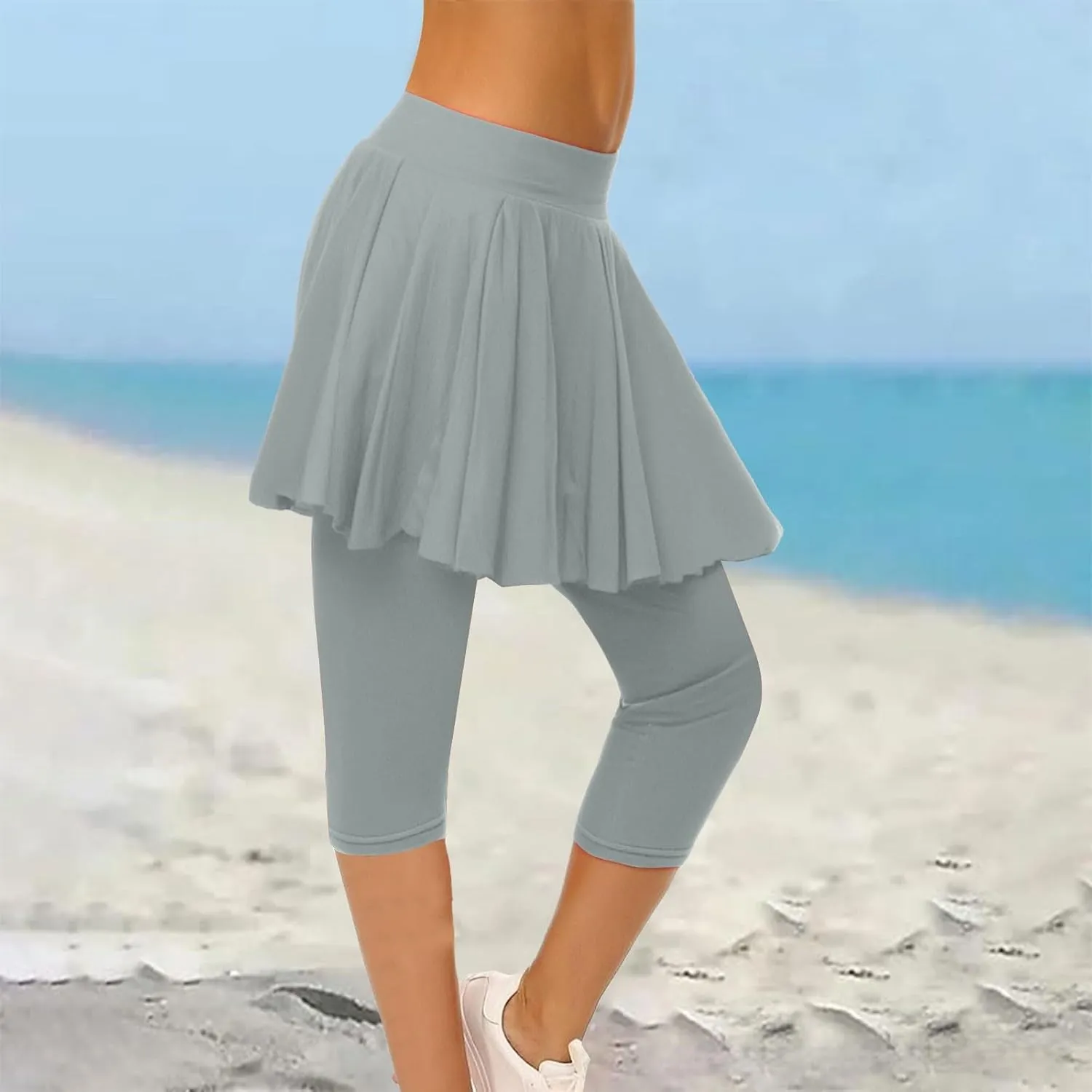 Skirted Leggings for Women Tennis Golf Skorts Capris Gym Tennis Yoga Legging with Skirts Sports Running Pickleball