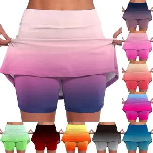 Skorts for Women Dressy Casual Gradient Tennis Skirt with Shorts Underneath Womens Athletic Skorts with Pockets Tummy Control