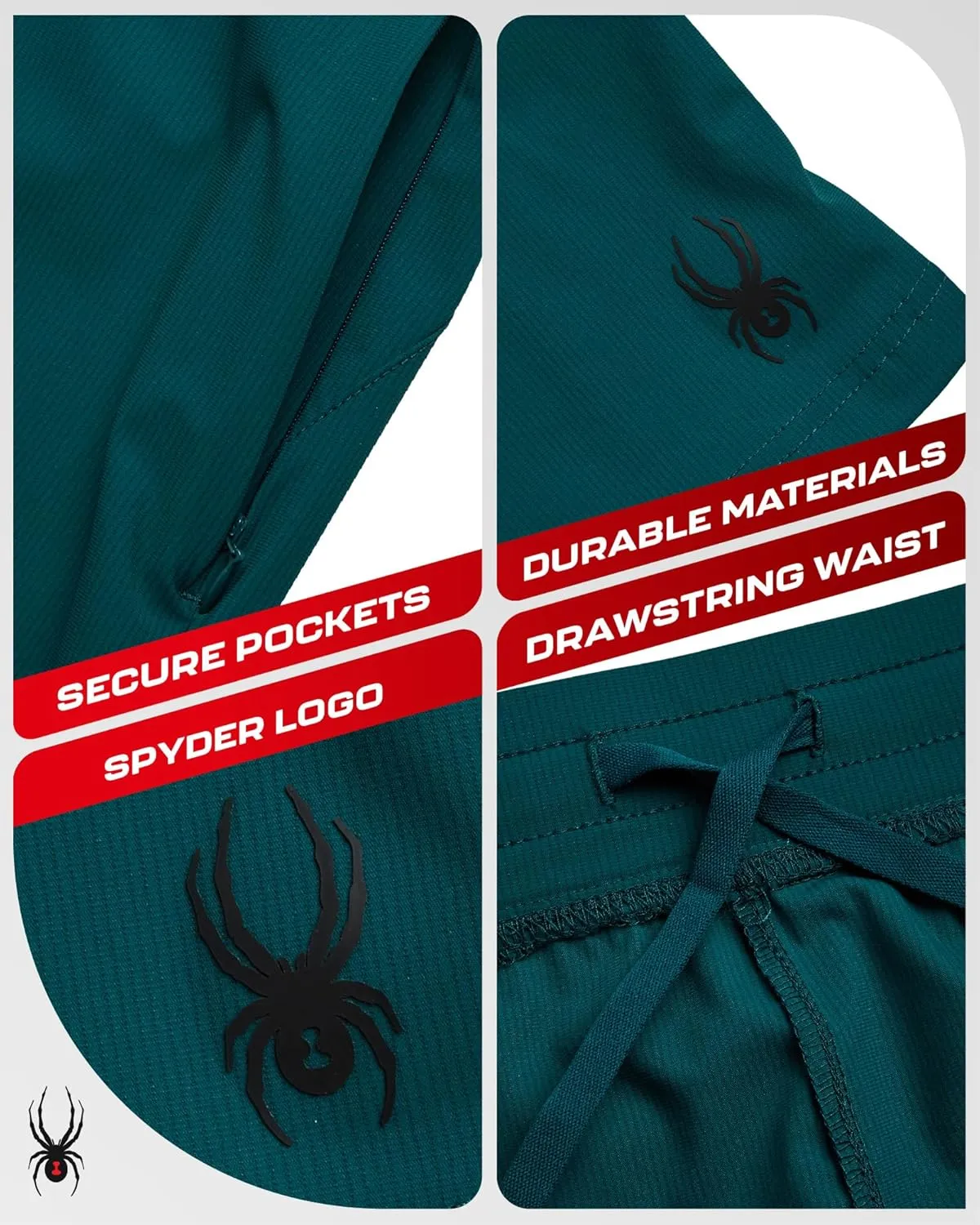 Spyder Men's Gym Shorts - Nylon Stretch 7'' Knit Active Workout Shorts with Zipper Pockets for Running, Hiking (Sizes: S-XL)