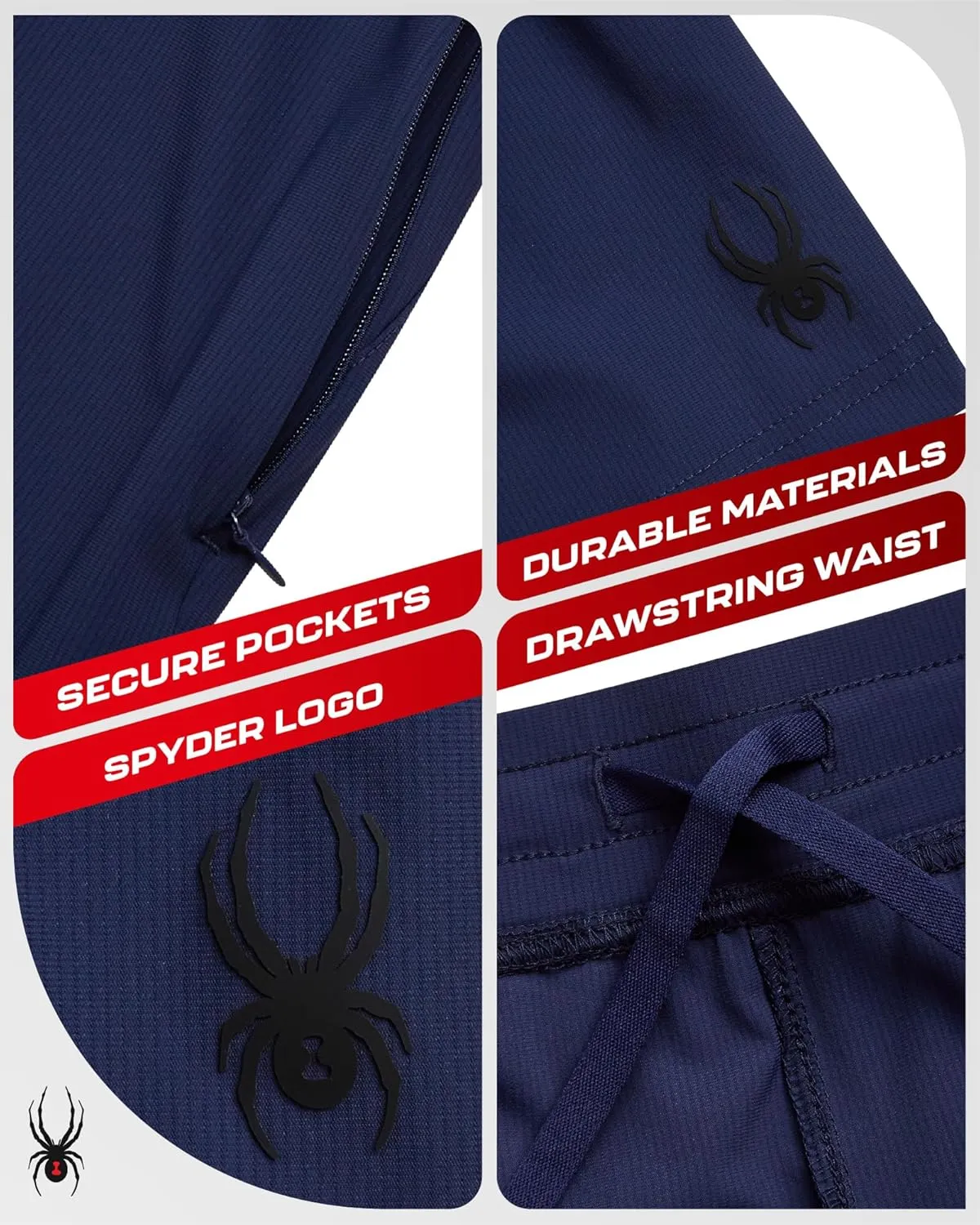 Spyder Men's Gym Shorts - Nylon Stretch 7'' Knit Active Workout Shorts with Zipper Pockets for Running, Hiking (Sizes: S-XL)