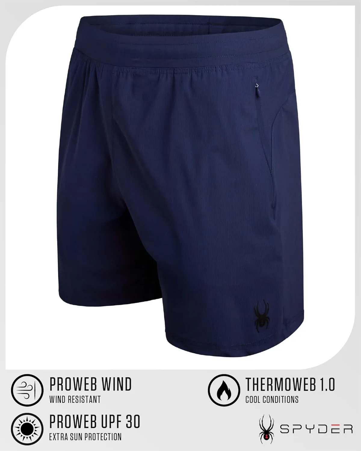 Spyder Men's Gym Shorts - Nylon Stretch 7'' Knit Active Workout Shorts with Zipper Pockets for Running, Hiking (Sizes: S-XL)