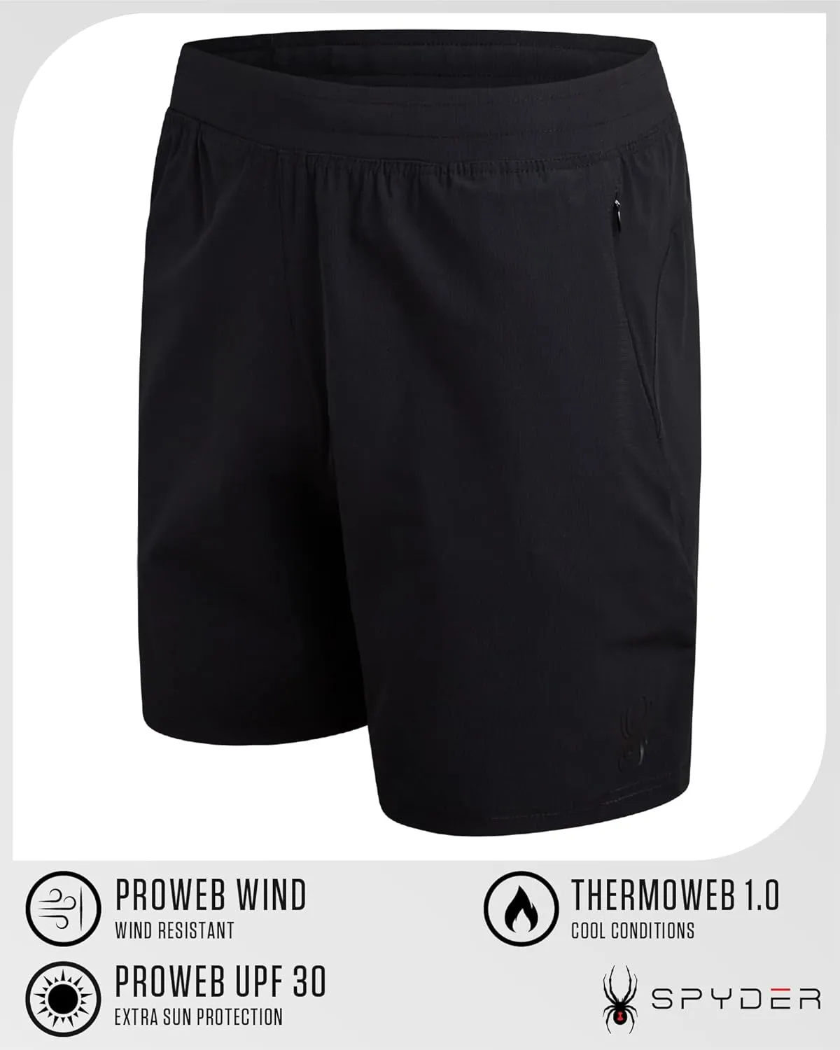 Spyder Men's Gym Shorts - Nylon Stretch 7'' Knit Active Workout Shorts with Zipper Pockets for Running, Hiking (Sizes: S-XL)
