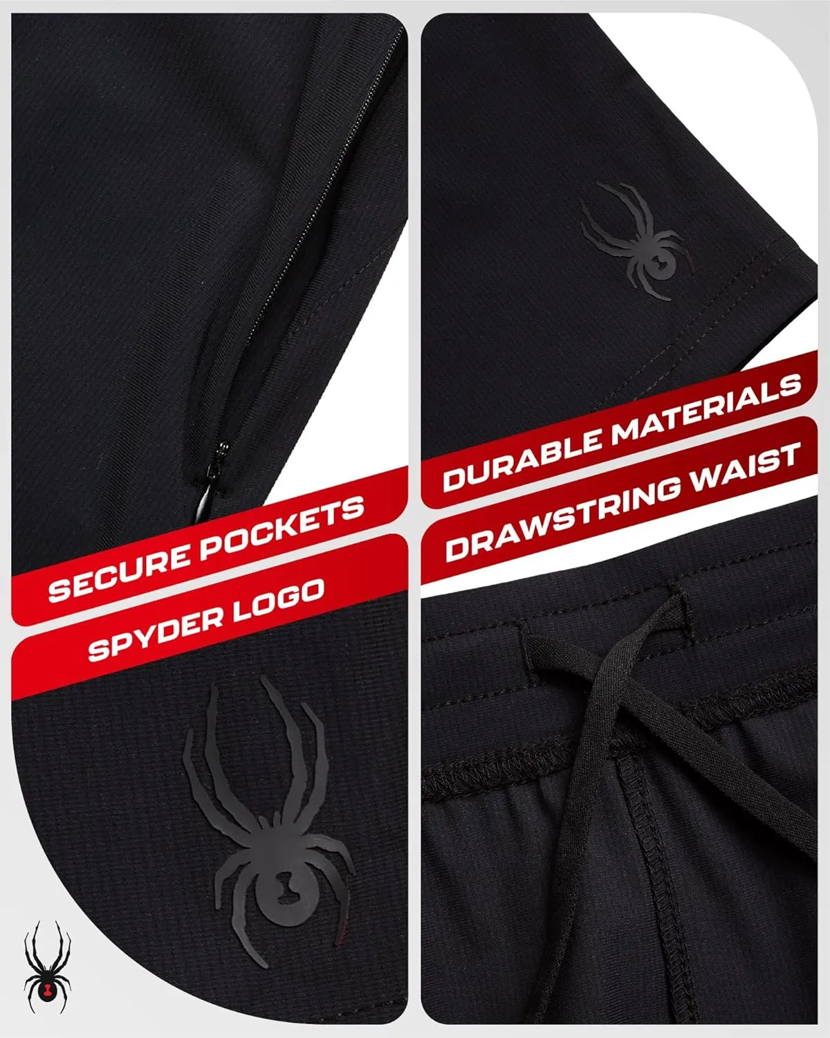 Spyder Men's Gym Shorts - Nylon Stretch 7'' Knit Active Workout Shorts with Zipper Pockets for Running, Hiking (Sizes: S-XL)