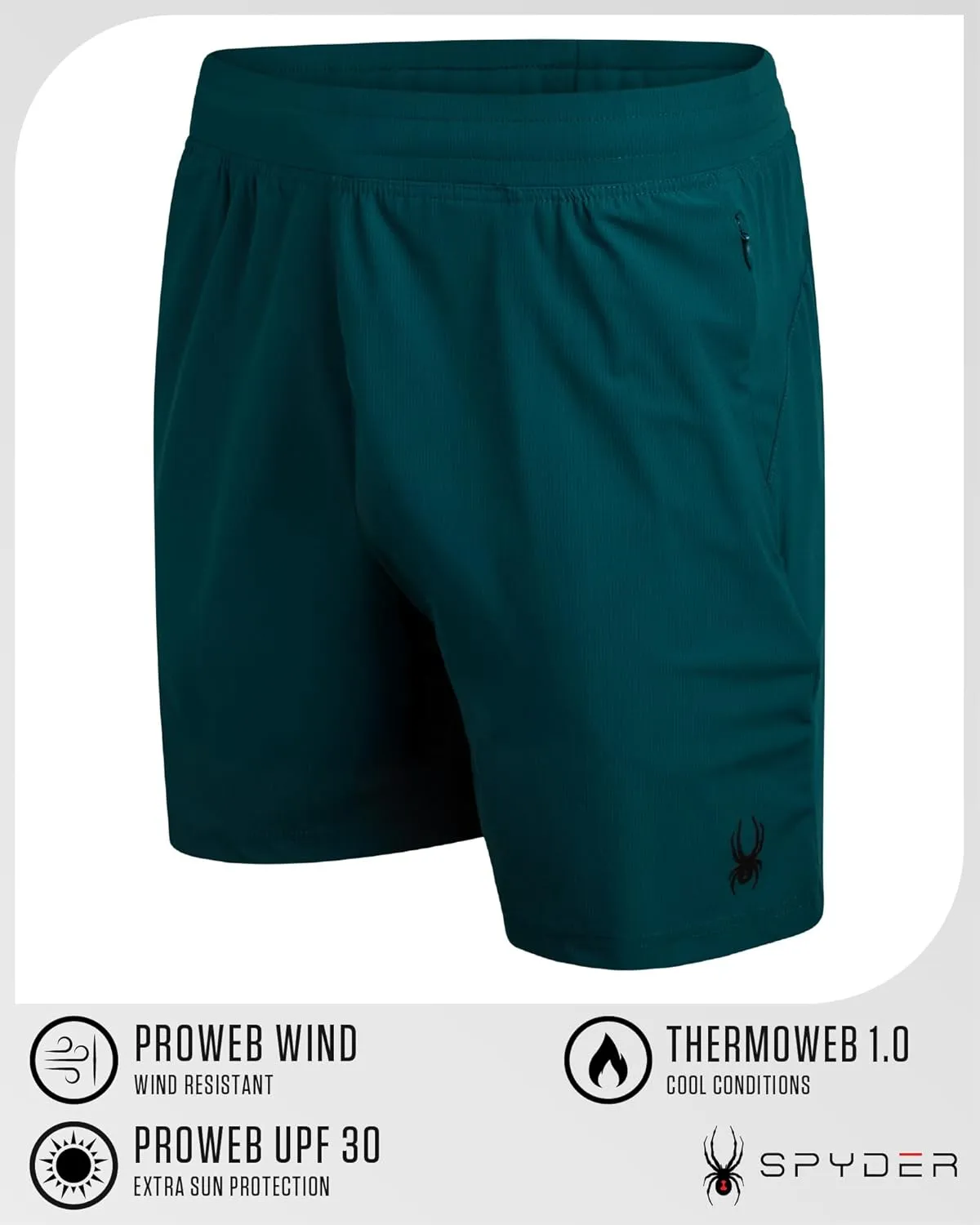 Spyder Men's Gym Shorts - Nylon Stretch 7'' Knit Active Workout Shorts with Zipper Pockets for Running, Hiking (Sizes: S-XL)