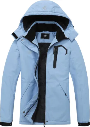 SUOKENI Women's Waterproof Ski Jacket Warm Winter Coat Snowboard Rain Jacket Hooded Windbreaker